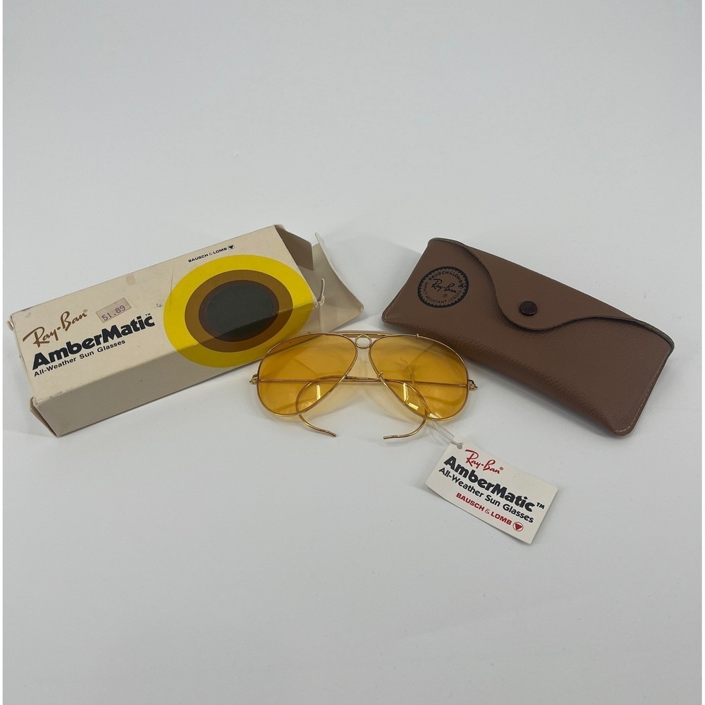Ray-Ban Bausch & Lomb AmberMatic Shooter Sunglasses Arista Gold L9678 Vintage